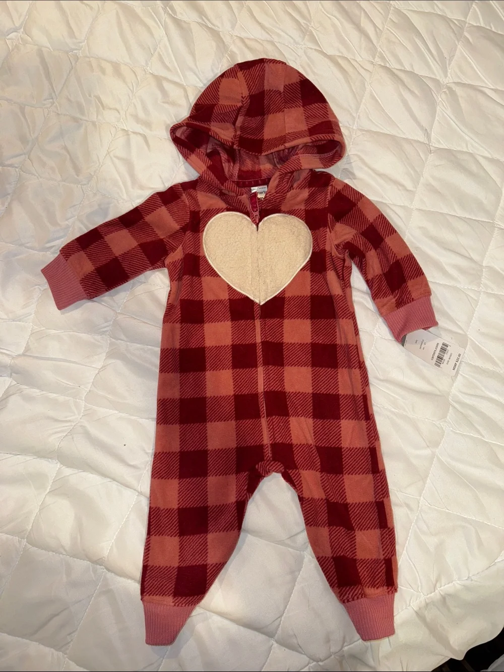 Buffalo Plaid Heart Hooded One-Piece for Kids - Carter’s